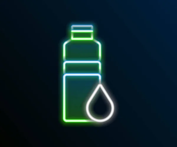 Lumineux néon ligne Fitness shaker icône isolée sur fond noir. Bouteille de shaker sportif avec couvercle pour cocktails à base d'eau et de protéines. Concept de contour coloré. Vecteur — Image vectorielle