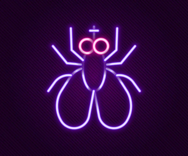 Gloeiende neon lijn Insect vlieg pictogram geïsoleerd op zwarte achtergrond. Kleurrijk concept. Vector — Stockvector