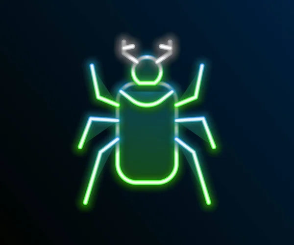 Glowing neon line Beetle bug icon isolated on black background. Colorful outline concept. Vector — Stock Vector