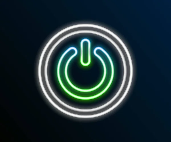 Gloeiende neon lijn Power knop pictogram geïsoleerd op zwarte achtergrond. Begin met tekenen. Kleurrijk concept. Vector — Stockvector