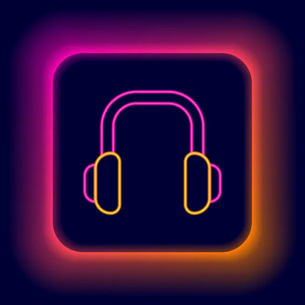 Glowing neon line Winter headphones icon isolated on black background. Earmuffs sign. Colorful outline concept. Vector — Stock Vector