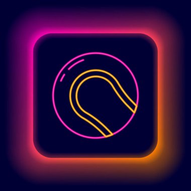 Parlayan neon hattı beyzbol topu ikonu siyah arkaplanda izole edildi. Renkli taslak konsepti. Vektör