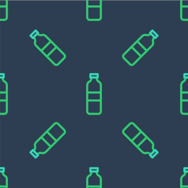 Bir şişe su ikonu mavi arka planda izole edilmiş. Soda su içme tabelası. Vektör