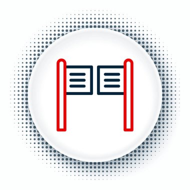 Eski batı sallanan salon kapısı simgesi beyaz arka planda izole edildi. Renkli taslak konsepti. Vektör