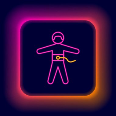 Parlayan neon hattı Bungee jumping simgesi siyah arkaplanda izole edildi. Renkli taslak konsepti. Vektör