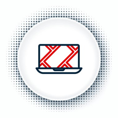 Şehir haritası gezinme simgesinin çizgi bilgileri beyaz arkaplanda izole edildi. Laptop Uygulama Arayüzü tasarımı. Yer belirleme konsepti. Renkli taslak konsepti. Vektör