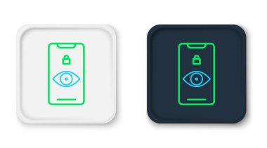 Çizgi Göz tarama simgesi beyaz arkaplanda izole edildi. Göz taraması yapılıyor. Güvenlik kontrol sembolü. Siber göz işareti. Renkli taslak konsepti. Vektör