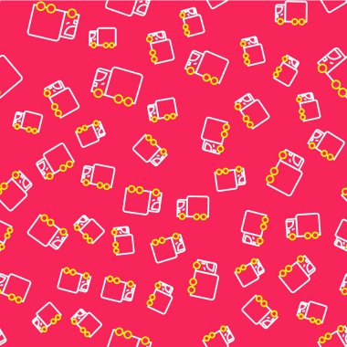 Hat teslimatı kamyon ikonu kırmızı arka planda izole edilmiş. Vektör