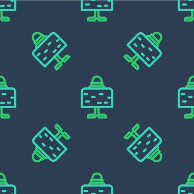 Masa simgesindeki çizgi sihirli top mavi arkaplandaki pürüzsüz deseni izole etti. Kristal küre. Vektör