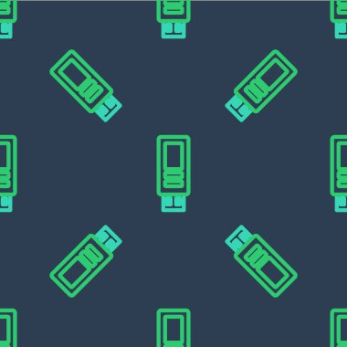 Satır USB flaş bellek simgesi mavi arkaplanda izole edilmiş. Vektör