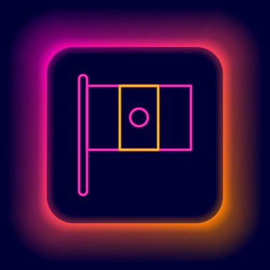 Bayrak direği simgesinde parlayan neon hattı Meksika bayrağı siyah arka planda izole edildi. Renkli taslak konsepti. Vektör