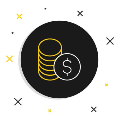 Dolar sembollü çizgi parası beyaz arka planda izole edilmiş. Bankacılık işareti. Para sembolü. Renkli taslak konsepti. Vektör