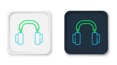 Beyaz arkaplanda hat kulaklığı simgesi izole edildi. Kulaklıklar. Müzik, hizmet, iletişim ve operatör konsepti. Renkli taslak konsepti. Vektör