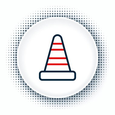 Beyaz arkaplanda çizgi trafik konisi simgesi izole edildi. Renkli taslak konsepti. Vektör