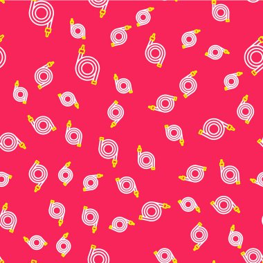 Hat itfaiye hortumu ikonu kırmızı arka planda izole edilmiş pürüzsüz desen. Vektör