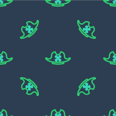 Hat Korsan şapka simgesi mavi arka planda kusursuz desen izole etti. Vektör