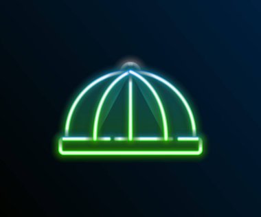 Parlayan neon hattı bebek şapkası simgesi siyah arka planda izole edildi. Renkli taslak konsepti. Vektör