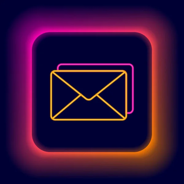 Glowing neon line Envelope icon isolated on black background. Email message letter symbol. Colorful outline concept. Vector — Stock Vector