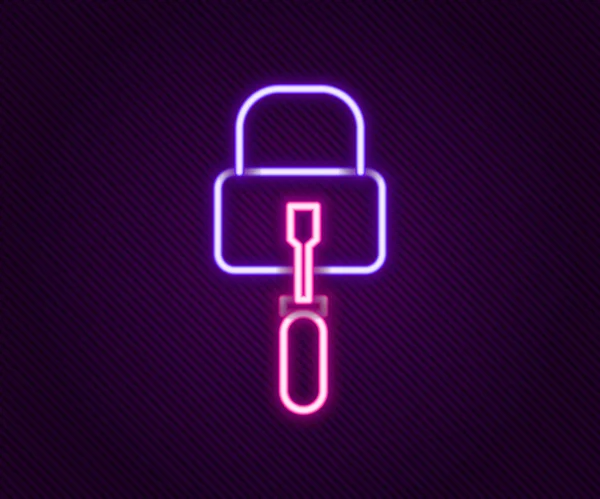 发光的霓虹灯线锁签或锁签用于锁定选择图标隔离在黑色背景。五彩缤纷的概念.B.病媒 — 图库矢量图片