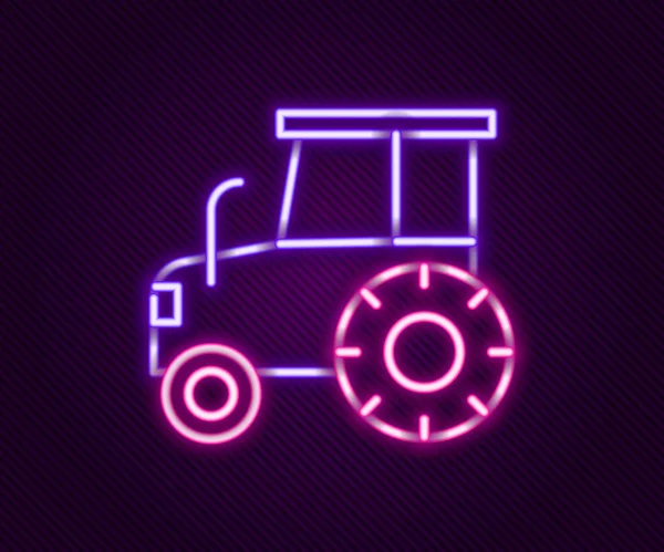 Icono brillante de la línea de neón Tractor aislado sobre fondo negro. Concepto de esquema colorido. Vector — Vector de stock