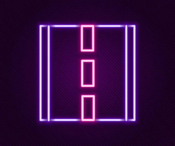 Világító neon vonal Road ikon elszigetelt fekete háttér. Színes vázlat koncepció. Vektor — Stock Vector