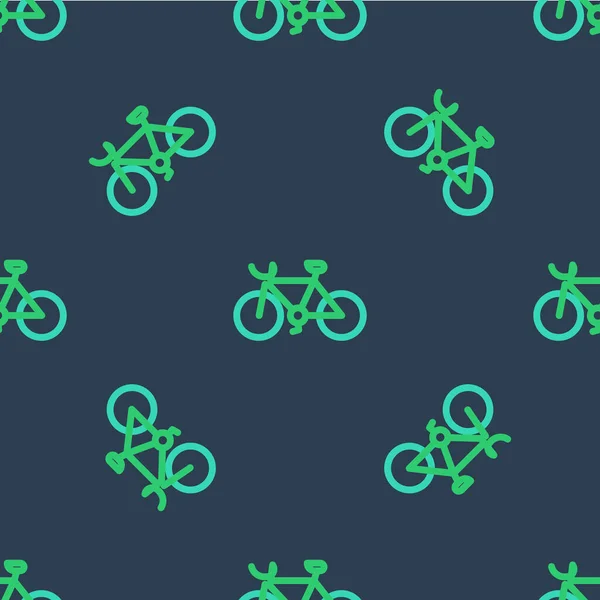 Line Bicycle icon isolated seamless pattern on blue background. Bike race. Extreme sport. Sport equipment. Vector — Vector de stock