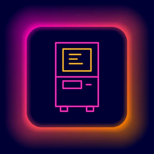 Glödande neon line ATM - Automatiserad kassör maskin ikon isolerad på svart bakgrund. Färgstarkt skisskoncept. Vektor — Stock vektor