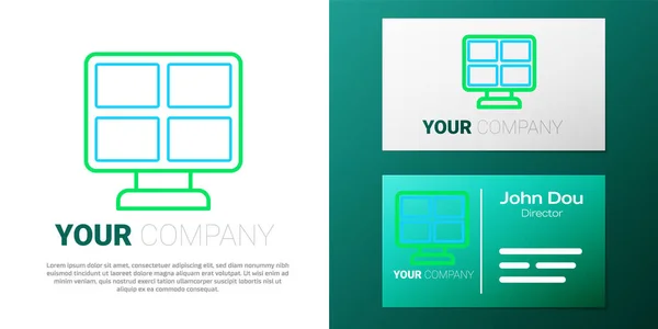 Lijn Zonne-energie paneel pictogram geïsoleerd op witte achtergrond. Kleurrijk concept. Vector — Stockvector