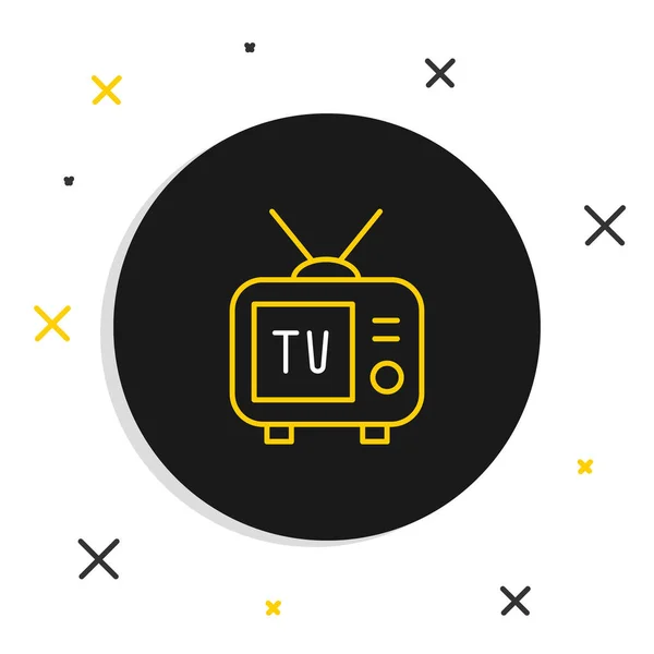 Line Retro tv icoon geïsoleerd op witte achtergrond. Televisieteken. Kleurrijk concept. Vector — Stockvector