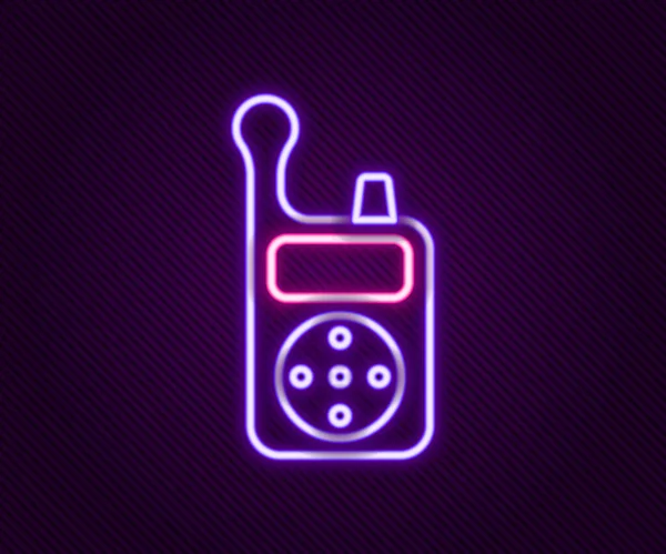 Gloeiende neon lijn Baby Monitor Walkie Talkie pictogram geïsoleerd op zwarte achtergrond. Kleurrijk concept. Vector — Stockvector