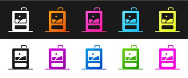 Set Cardboard box of wine icon isolated on black and white background. Vector