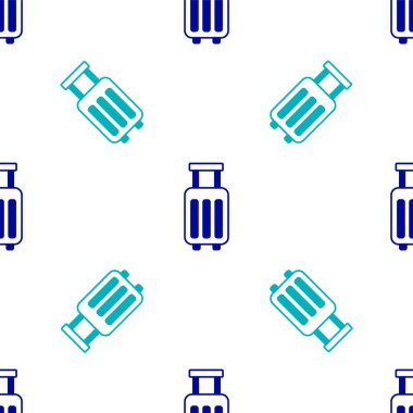 Seyahat simgesi için mavi bavul beyaz arka planda izole edilmiş pürüzsüz desen. Seyahat bagaj tabelası. Seyahat bagaj ikonu. Vektör