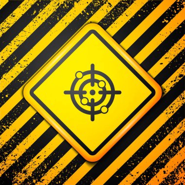 Siyah Hedef spor ikonu sarı arka planda izole edildi. Atış mesafesi ya da atış mesafesi için sayıları olan temiz bir hedef. Uyarı işareti. Vektör
