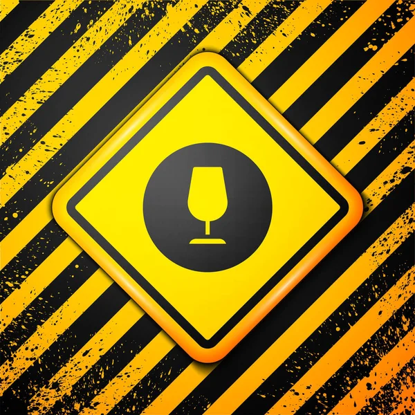 Black Fragile broken glass symbol for delivery boxes icon isolated on yellow background. Warning sign. Vector — Stockvector