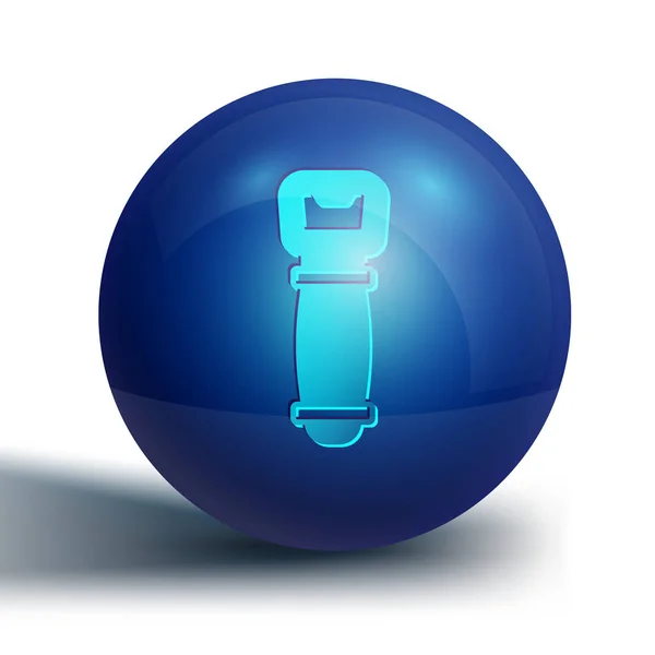 Blaues Flaschenöffner-Symbol auf weißem Hintergrund. blauer Kreis-Knopf. Vektor — Stockvektor