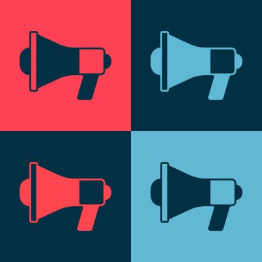 Pop Art Megafon simgesi renk arkaplanında izole edildi. Sözcü işareti. Vektör