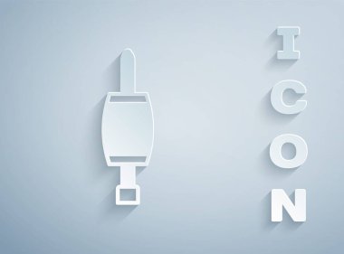 Kağıt kesiği tornavida simgesi gri arkaplanda izole edildi. Servis aracı sembolü. Kağıt sanatı tarzı. Vektör