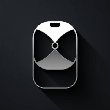 Silver Baseball cap icon isolated on black background. Sport equipment. Sports uniform. Long shadow style. Vector