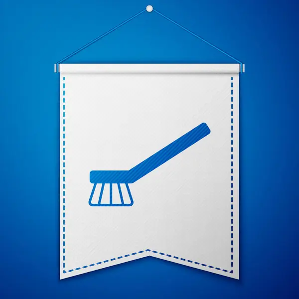 Pennello blu per la pulizia dell'icona isolato su sfondo blu. concetto di servizio di pulizia. Modello di pennant bianco. Vettore — Vettoriale Stock