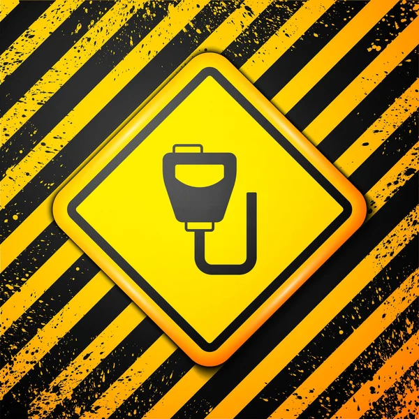 Black Walkie talkie icon isolated on yellow background. Portable radio transmitter icon. Radio transceiver sign. Warning sign. Vector — Stock Vector