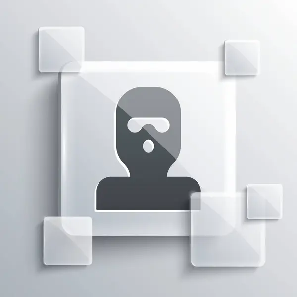 Grey Thief mask icon isolated on grey background. Bandit mask, criminal man. Square glass panels. Vector — Vetor de Stock