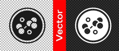 Siyah Molekül simgesi şeffaf arkaplanda izole edildi. Kimya moleküllerinin yapısı, fen öğretmenlerinin yenilikçi eğitim posteri. Vektör