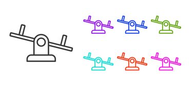 Siyah çizgi Tahterevalli simgesi beyaz arkaplanda izole edildi. Tahterevalli eşit yönetim kurulu. Oyun alanı sembolü. Simgeleri renklendirin. Vektör