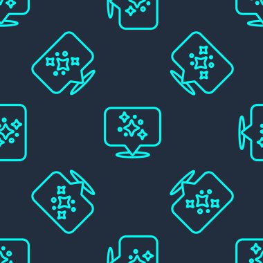 Yeşil Hat Temizlik Servisi konsepti ikonu mavi arka planda izole edilmiş pürüzsüz desen. Bina ve ev. Vektör