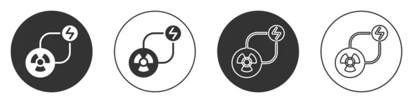 Black Radioactive exchange energy icon isolated on white background. Radioactive toxic symbol. Radiation hazard sign. Circle button. Vector — 图库矢量图片