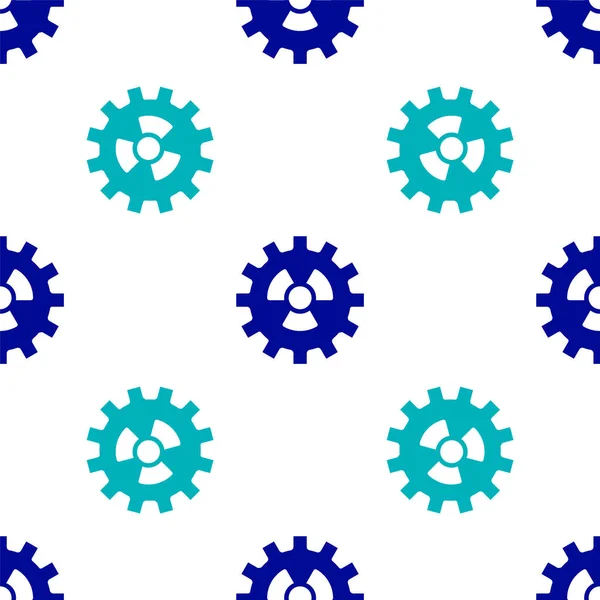 Icône Radioactive bleu isolé motif sans couture sur fond blanc. Symbole toxique radioactif. Radiation Signal de danger. Vecteur — Image vectorielle