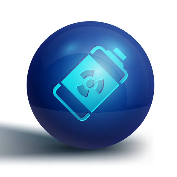 Blue Nuclear energy battery icon isolated on white background. Blue circle button. Vector — Διανυσματικό Αρχείο