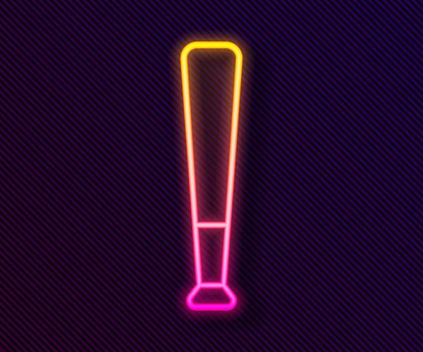 Gloeiende neon lijn Honkbal vleermuis pictogram geïsoleerd op zwarte achtergrond. Vector — Stockvector