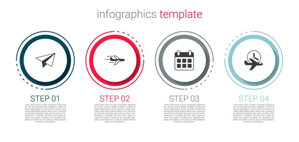Set Paper airplane, Plane, Calendar and and Flight time. Business infographic template. Vector — 图库矢量图片