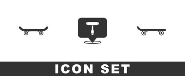 Set Skateboard, T tool and icon. Vector